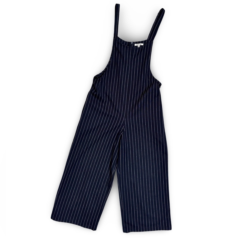 Cropped Jumpsuit with pockets Navy Blue Pinstripe